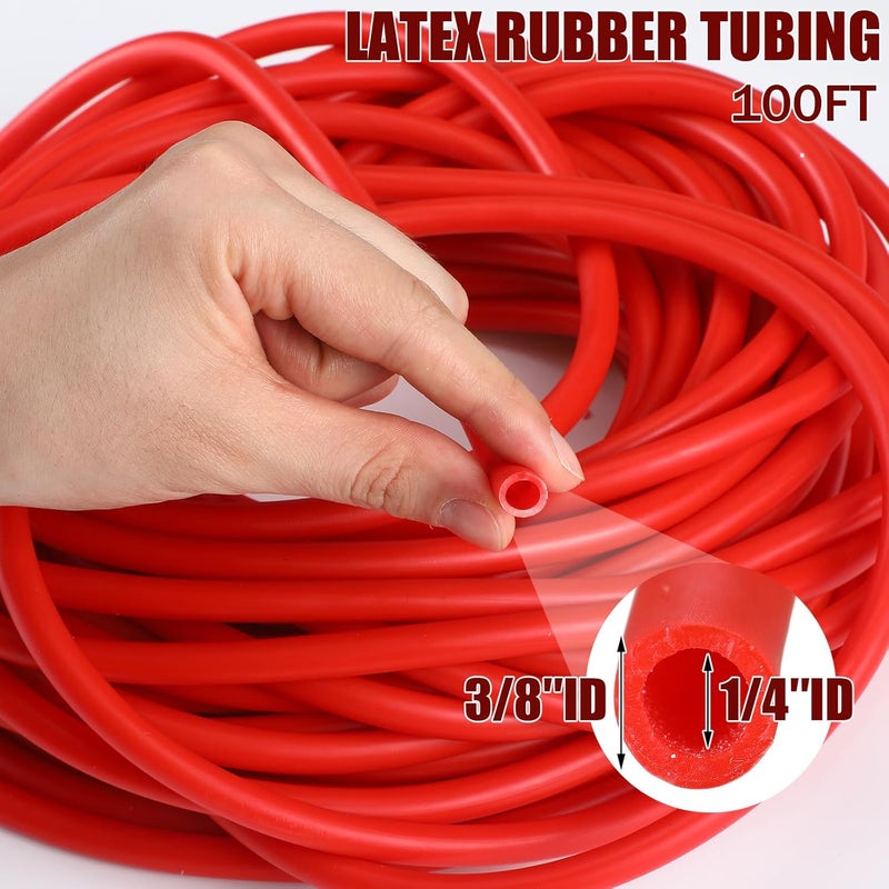 Frienda 100 ft Latex Rubber Tubing 3/8 Inch Od 1/4 Inch ID Surgical Slingshot Bands Rubber Medical Sling Band Fitness Hose Tubing(Red) - Image 2